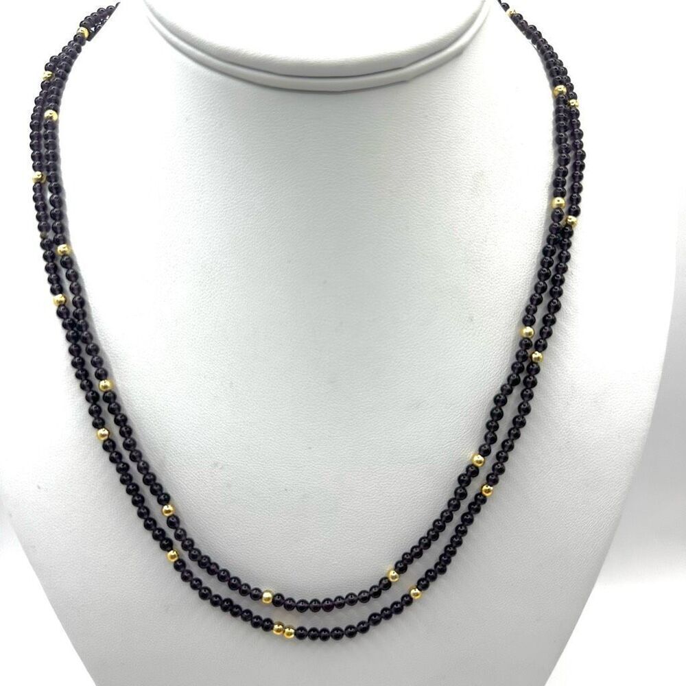 amethyst gold tone long beaded necklace